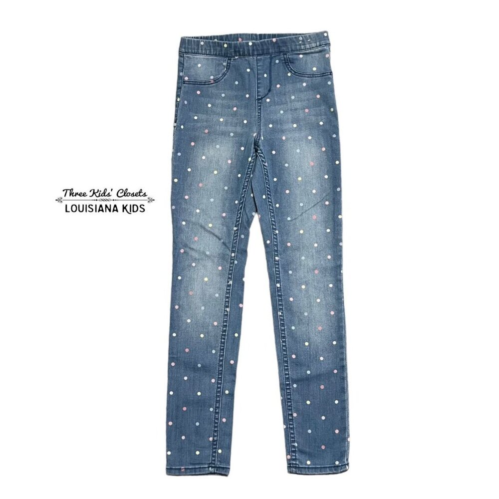 H&M 9-10Y Polkadot Jeggings Stretch Denim Jeans